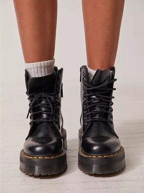 Rare Free People Dr. Martens Oxblood Lace-Up Platform Combat Boots